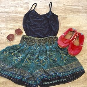 BOHO TRIBAL HIPPIE BOTTOMS SHORTS ELASTIC COMFY